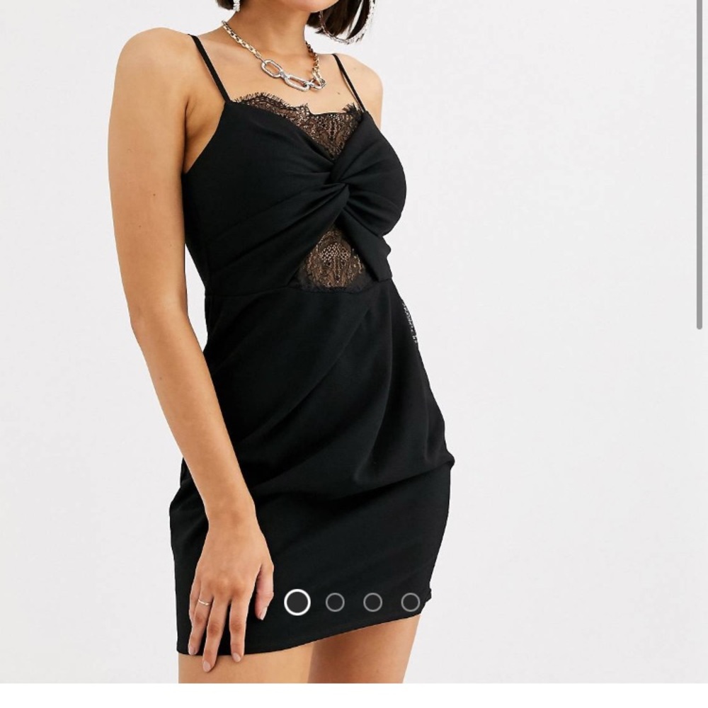 ASOS DESIGN lace insert knot detail mini dress